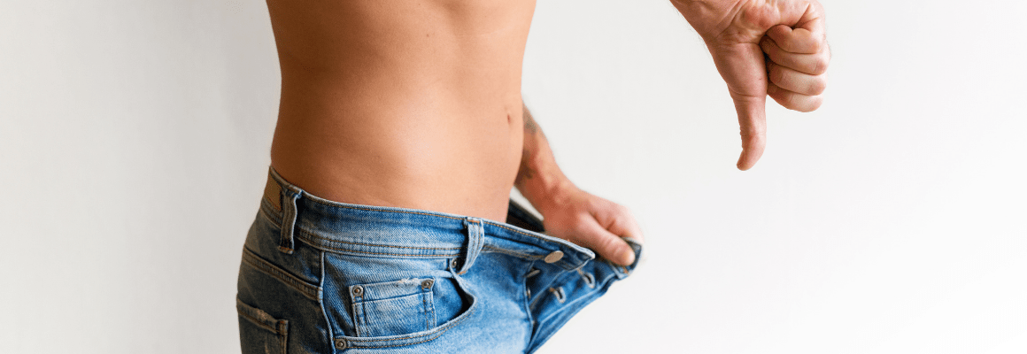 scrotal eczema - person holding jeans open and giving thumbs down
