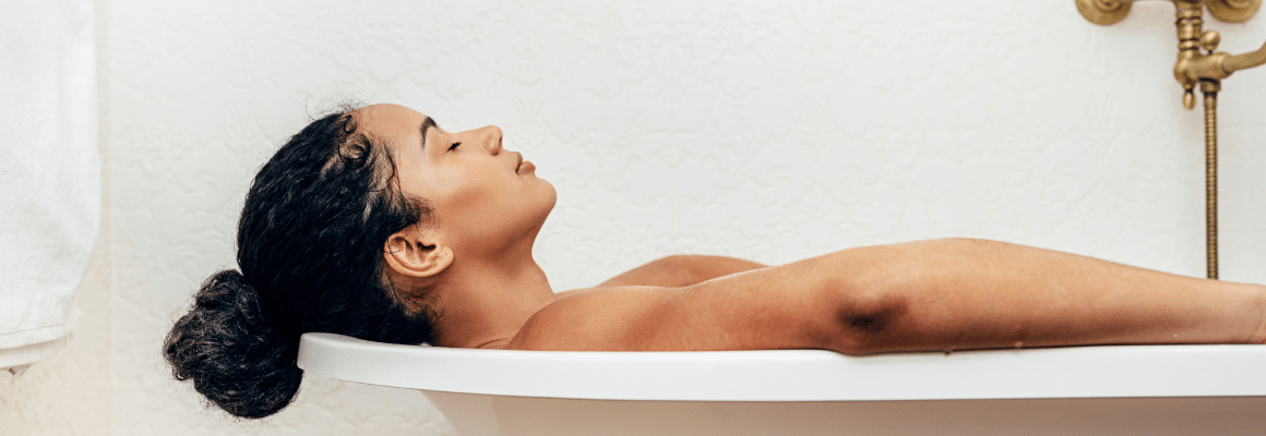 woman resting in bathtub